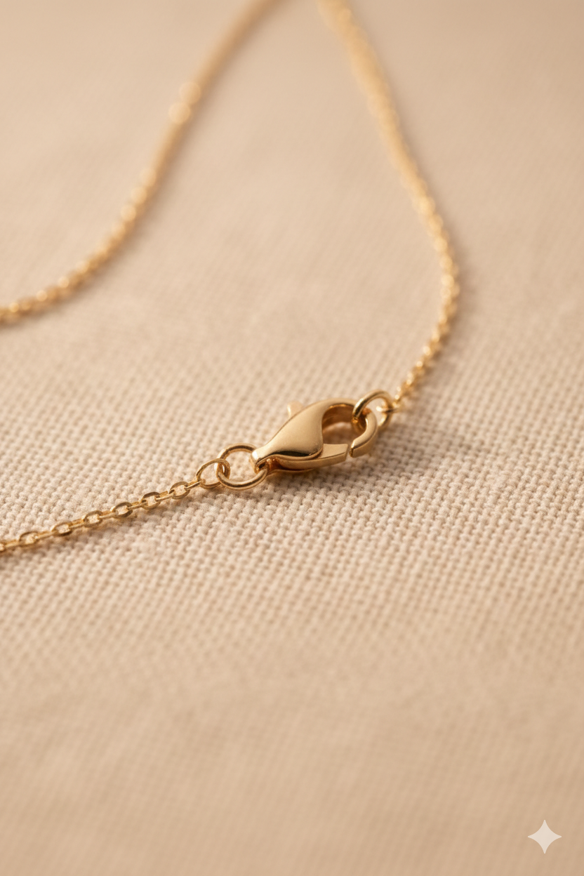 Close-up detail of The Solstice Chain gold links